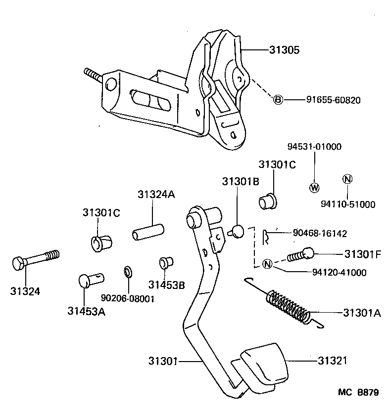 31301-17010 PEDAL SUB-ASSY, CLUTCH product image