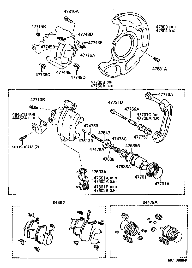 Toyota 04479-17010 CYLINDER KIT, DISC BRAKE, REAR