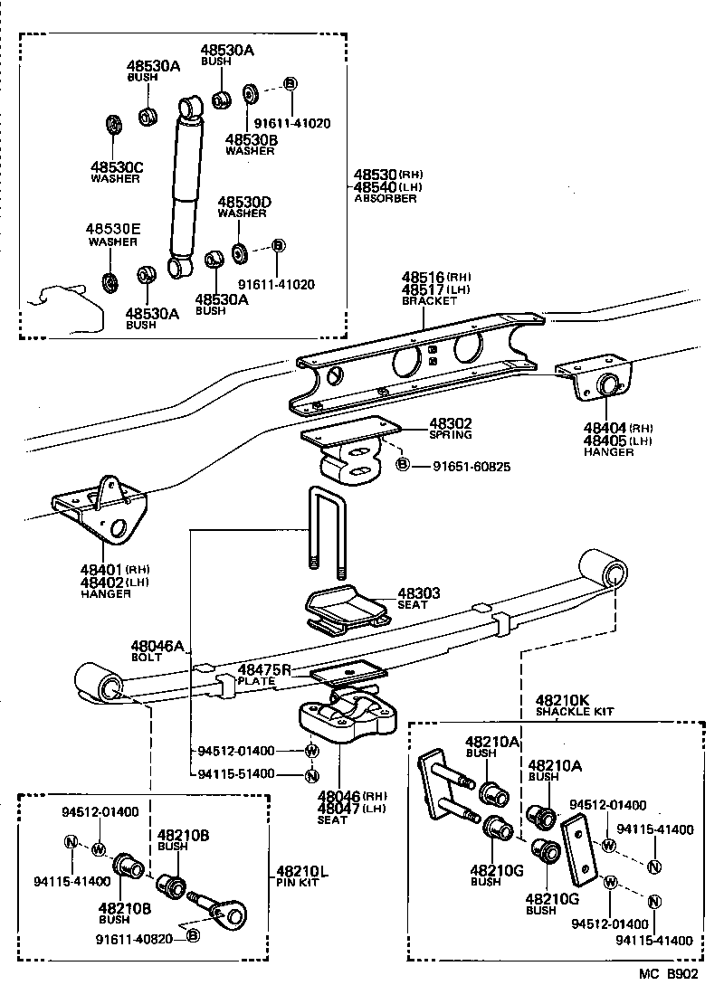 48516-36020 BRACKET, REAR SHOCK ABSORBER, UPPER RH product image