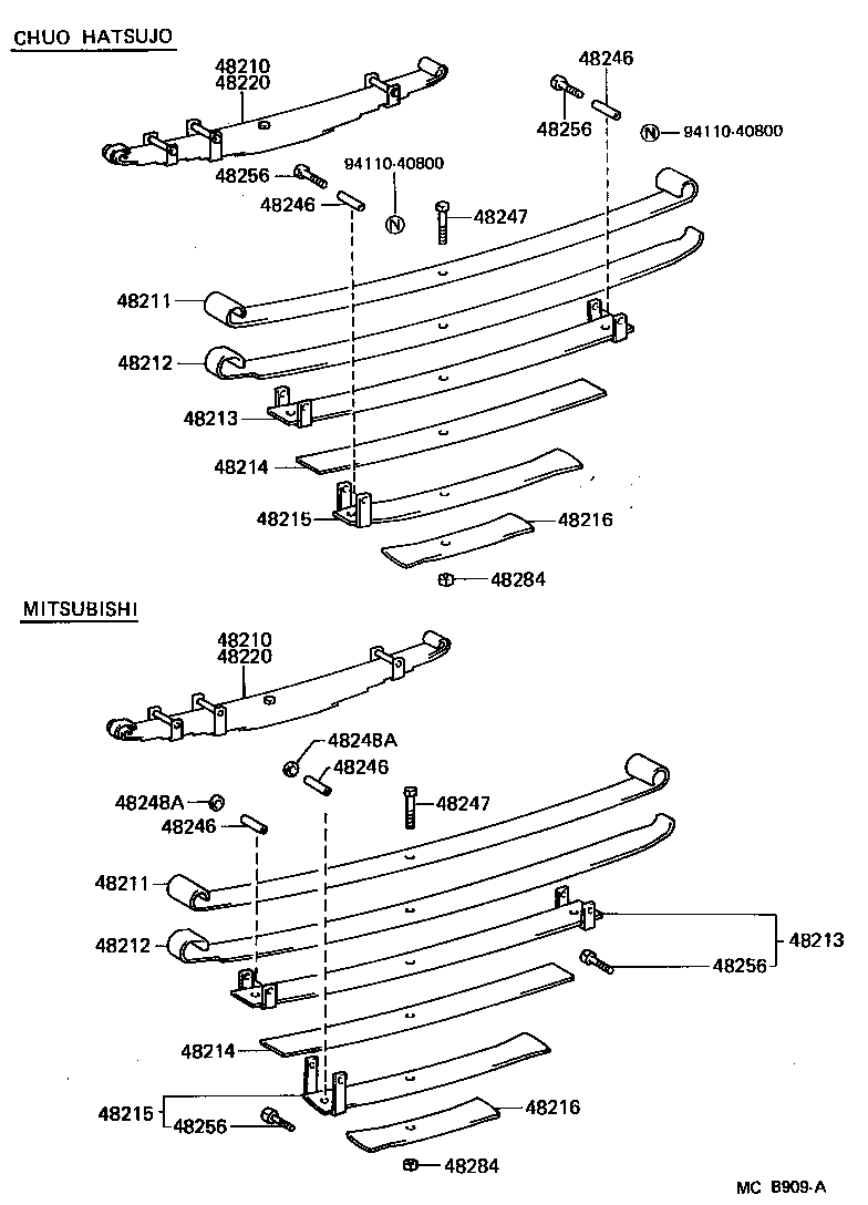 48247-36500 BOLT, REAR SPRING, CENTER product image