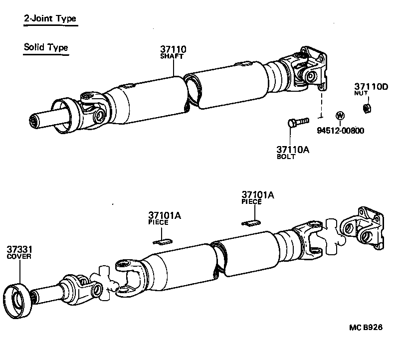 37100-22490 SHAFT ASSY, PROPELLER W/CENTER BEARING product image