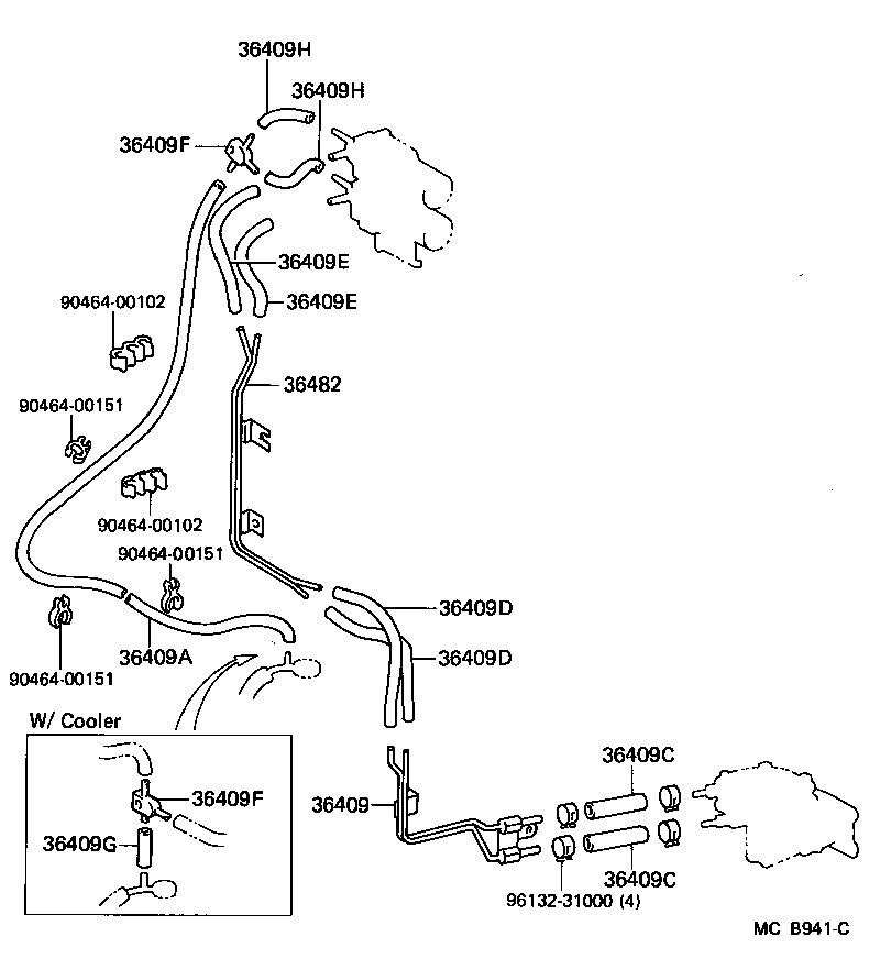 Toyota 36482-60100 TUBE, FRONT DRIVE VACUUM, NO.2