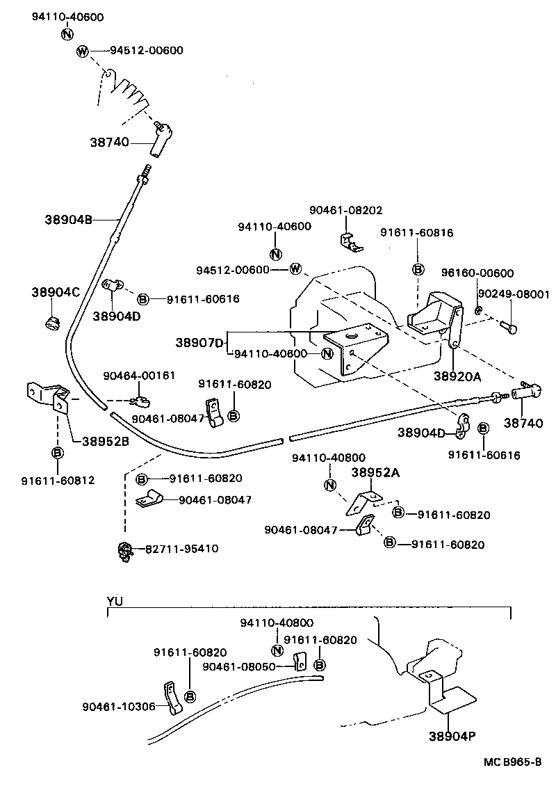 38930-93100 CABLE ASSY, PUSH PULL product image