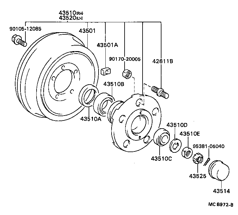 43501-36010 HUB SUB-ASSY, FRONT AXLE product image