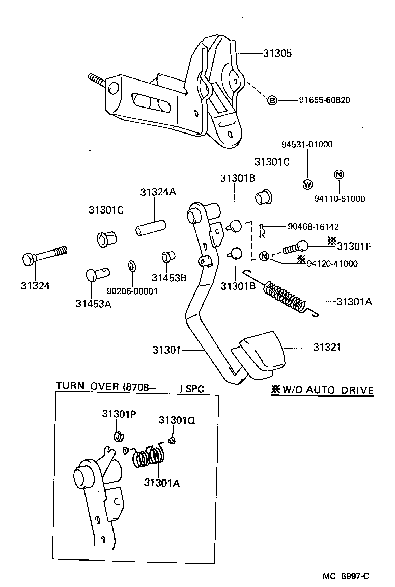 Toyota 31301-17031 PEDAL SUB-ASSY, CLUTCH