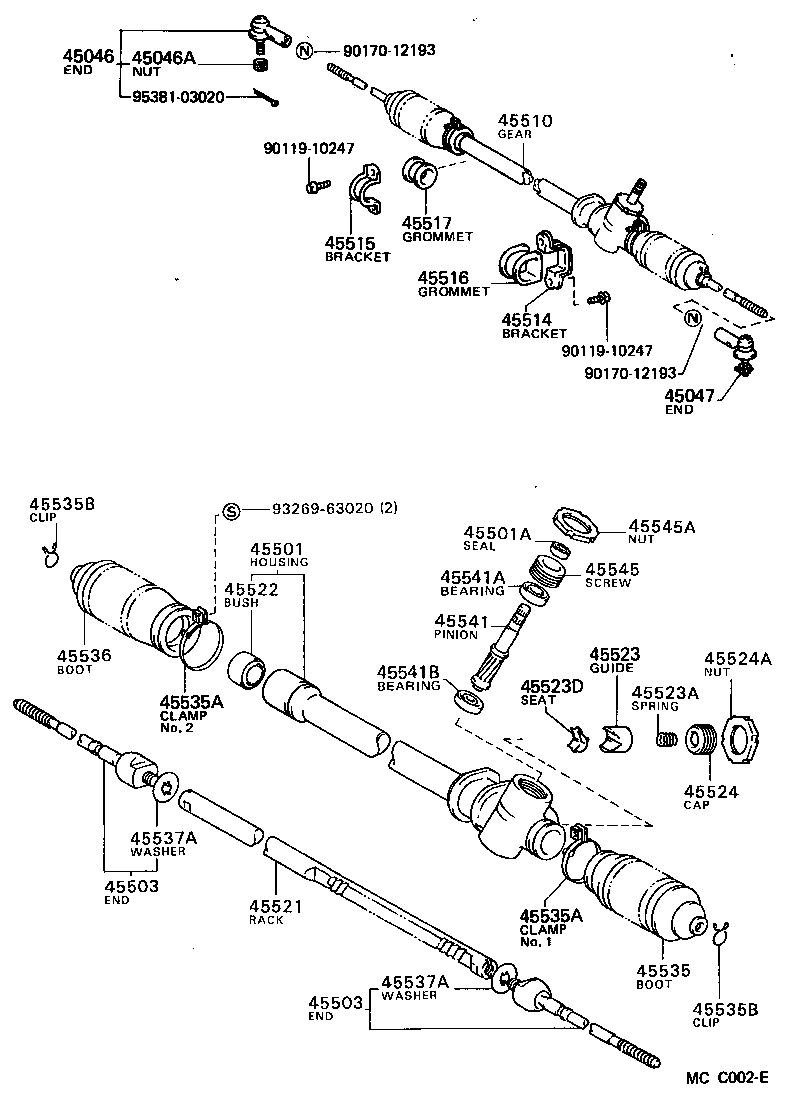 Toyota 45510-17021 GEAR ASSY, STEERING