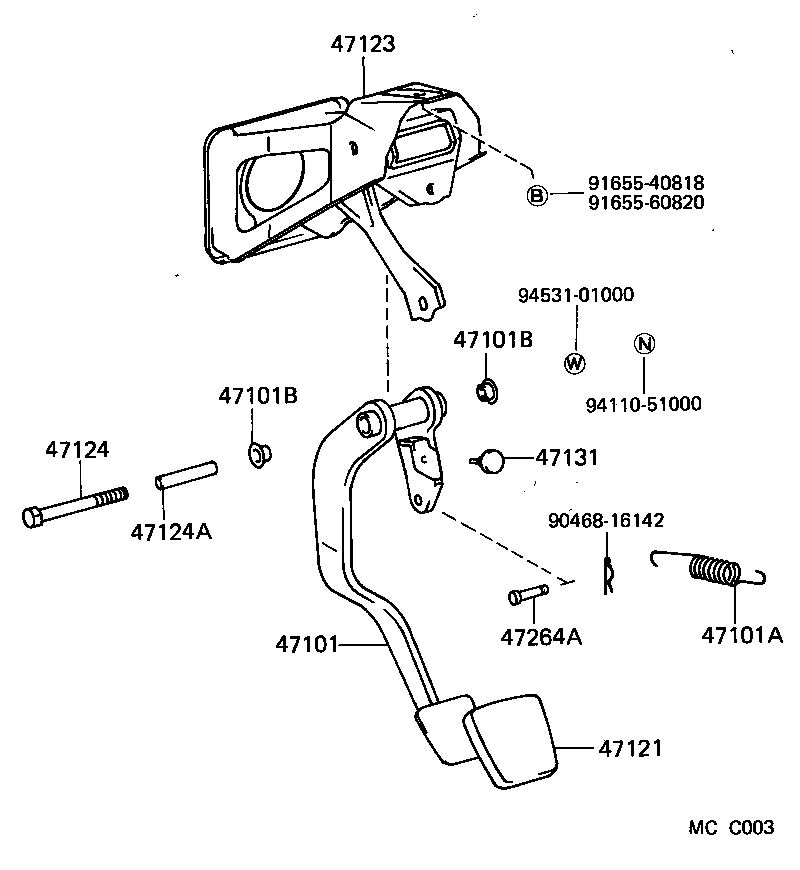 47101-17040 PEDAL SUB-ASSY, BRAKE product image