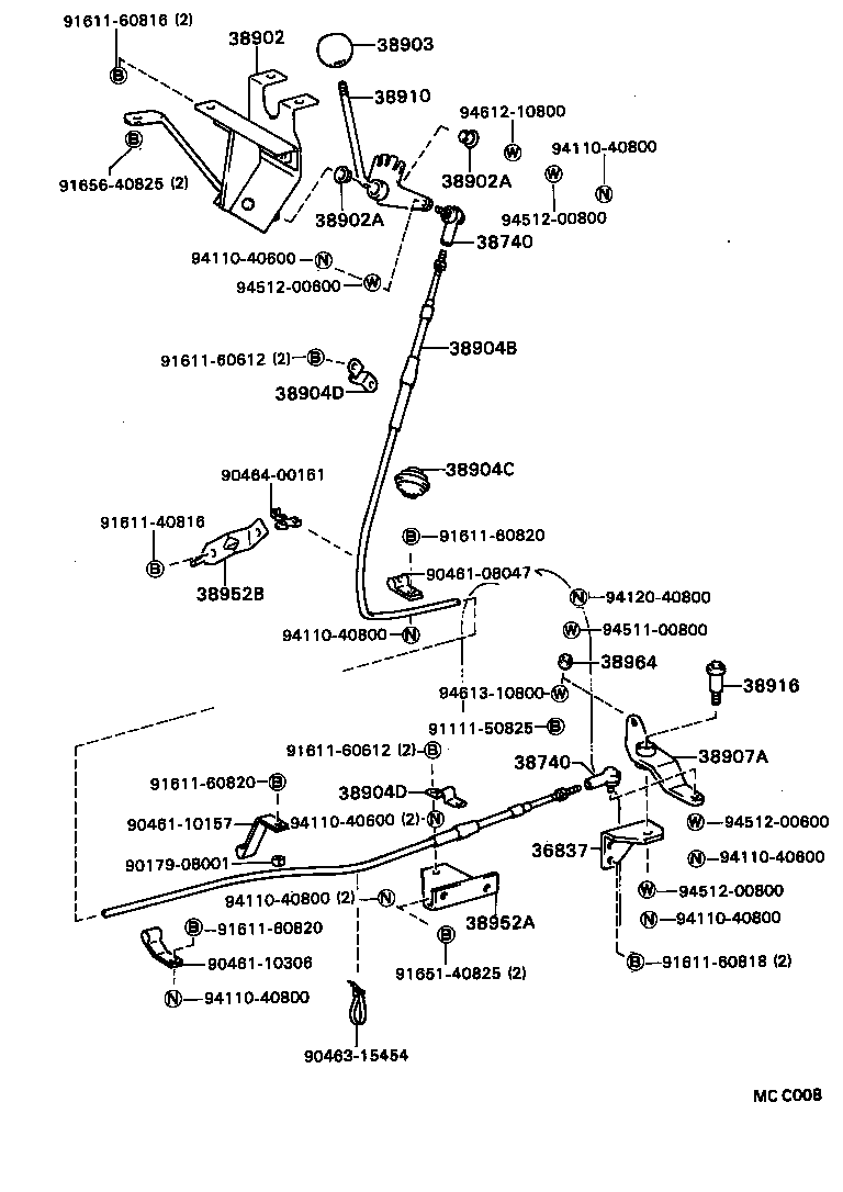 38930-93302 CABLE SUB-ASSY, PUSH PULL (FOR PUMP CONTROL) product image