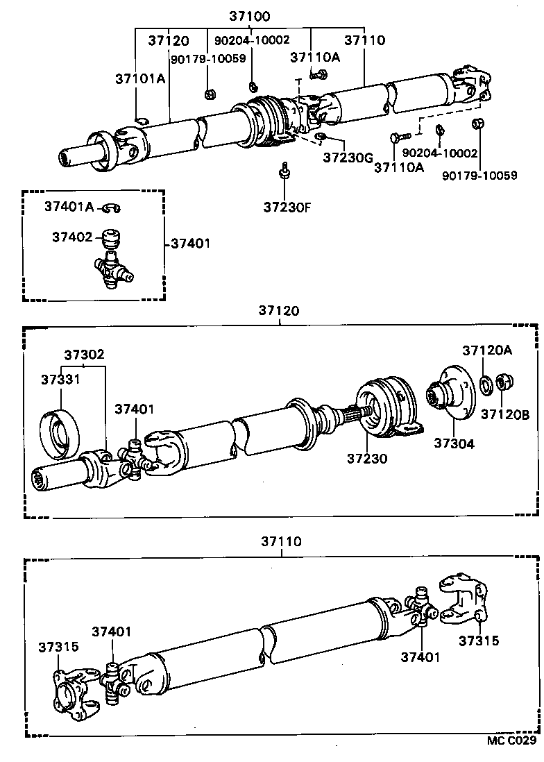 37100-24060 SHAFT ASSY, PROPELLER W/CENTER BEARING product image