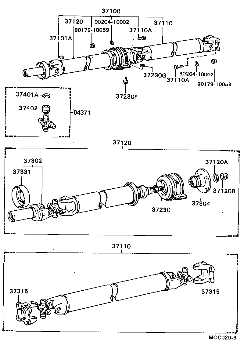 Toyota 90119-10217 BOLT, NO.1 (FOR CENTER SUPPORT BEARING)