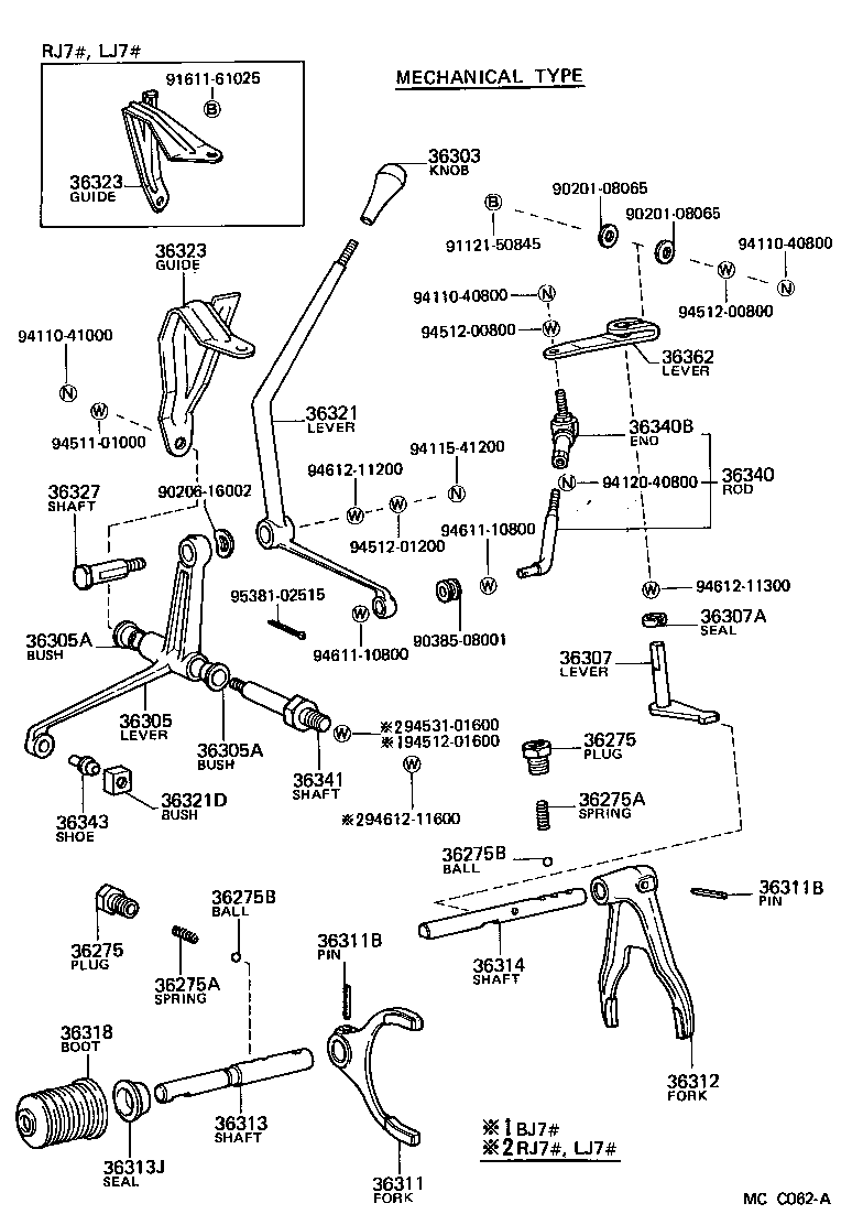 36362-60020 LEVER, TRANSFER HIGH AND LOW SHIFT OUTER product image