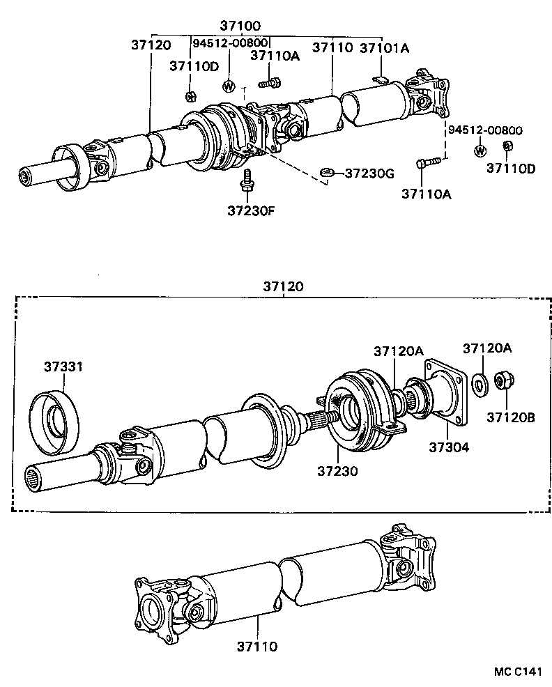 37100-22430 SHAFT ASSY, PROPELLER W/CENTER BEARING product image