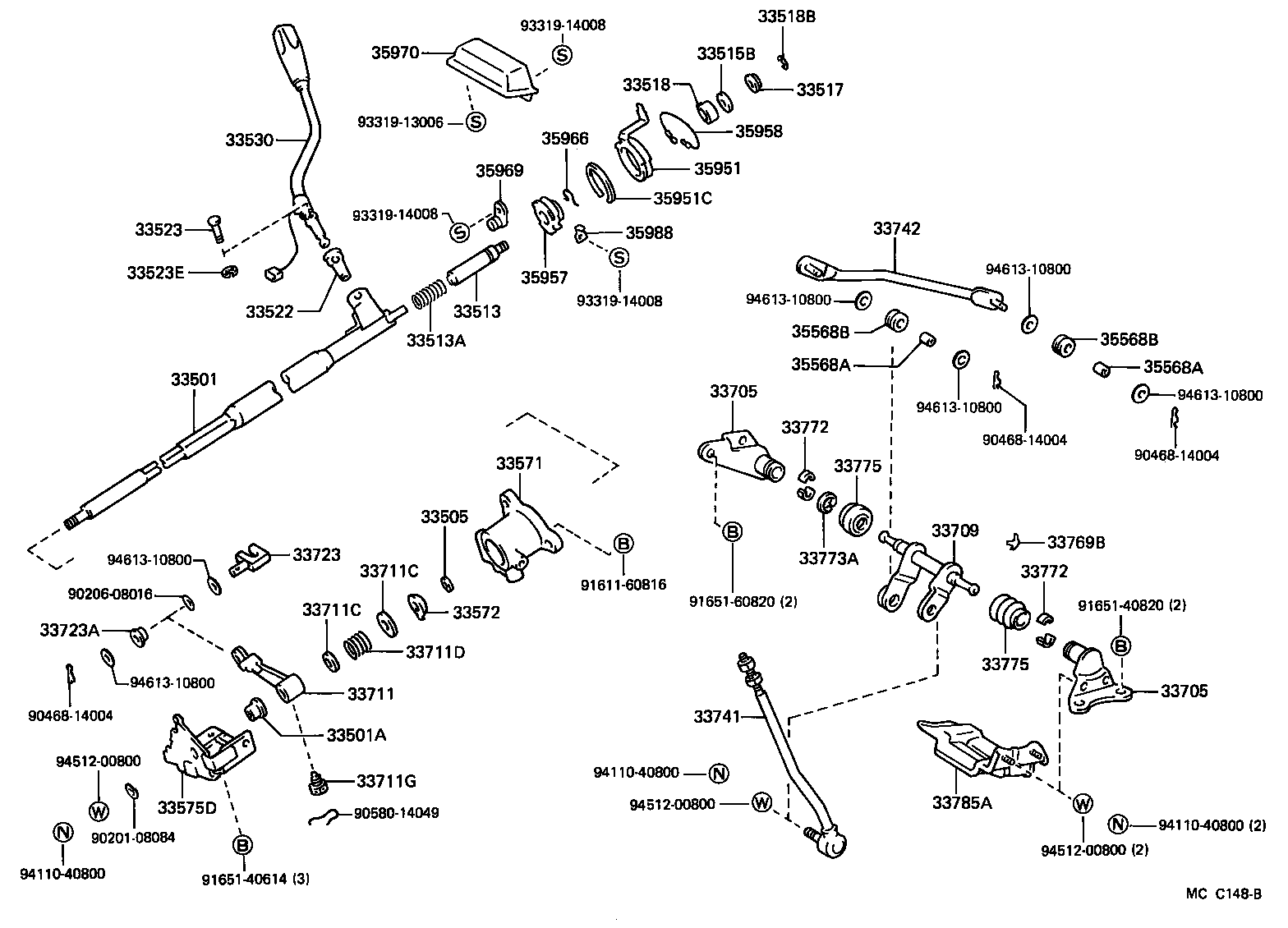 Toyota 33501-35190 SHAFT SUB-ASSY, CONTROL (FOR COLUMN SHIFT)