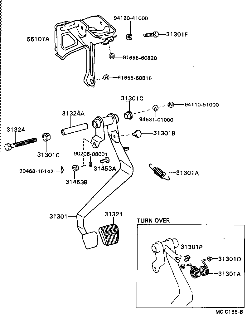 55107-20220 SUPPORT SUB-ASSY, CLUTCH PEDAL product image