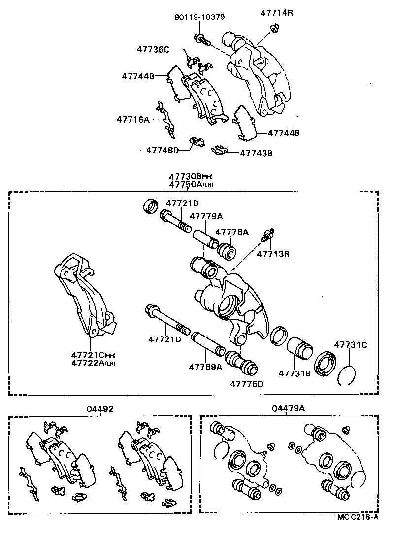 Toyota 04479-20090 CYLINDER KIT, DISC BRAKE, REAR