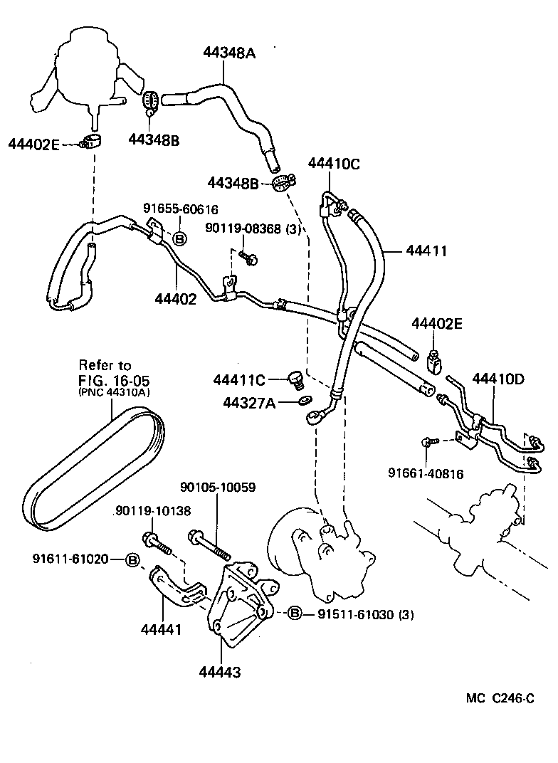 Toyota 90467-16008 CLAMP, POWER STEERING OIL COOLER OUTLET HOSE