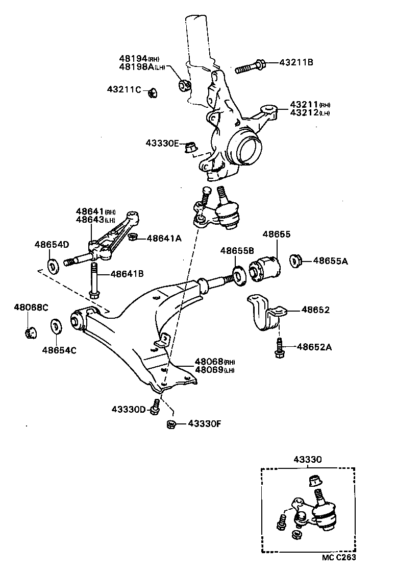 43212-20060 KNUCKLE, STEERING, LH product image