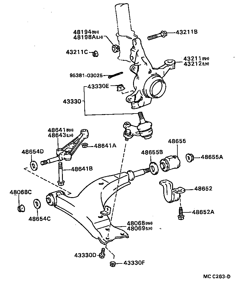 48068-20190 ARM SUB-ASSY, FRONT SUSPENSION, LOWER NO.1 RH product image