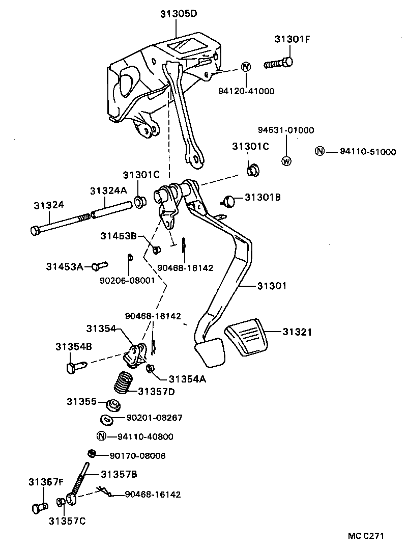 31301-20220 PEDAL SUB-ASSY, CLUTCH product image