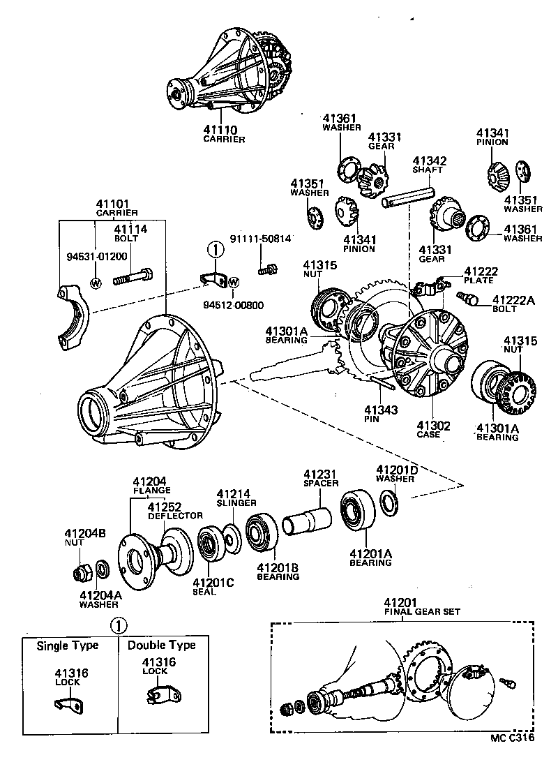 41110-28080 CARRIER ASSY, DIFFERENTIAL, REAR product image