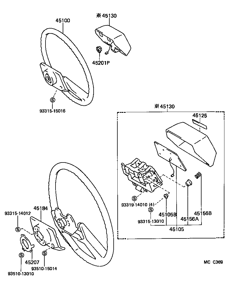 45125-28130 MARK, STEERING WHEEL PAD product image