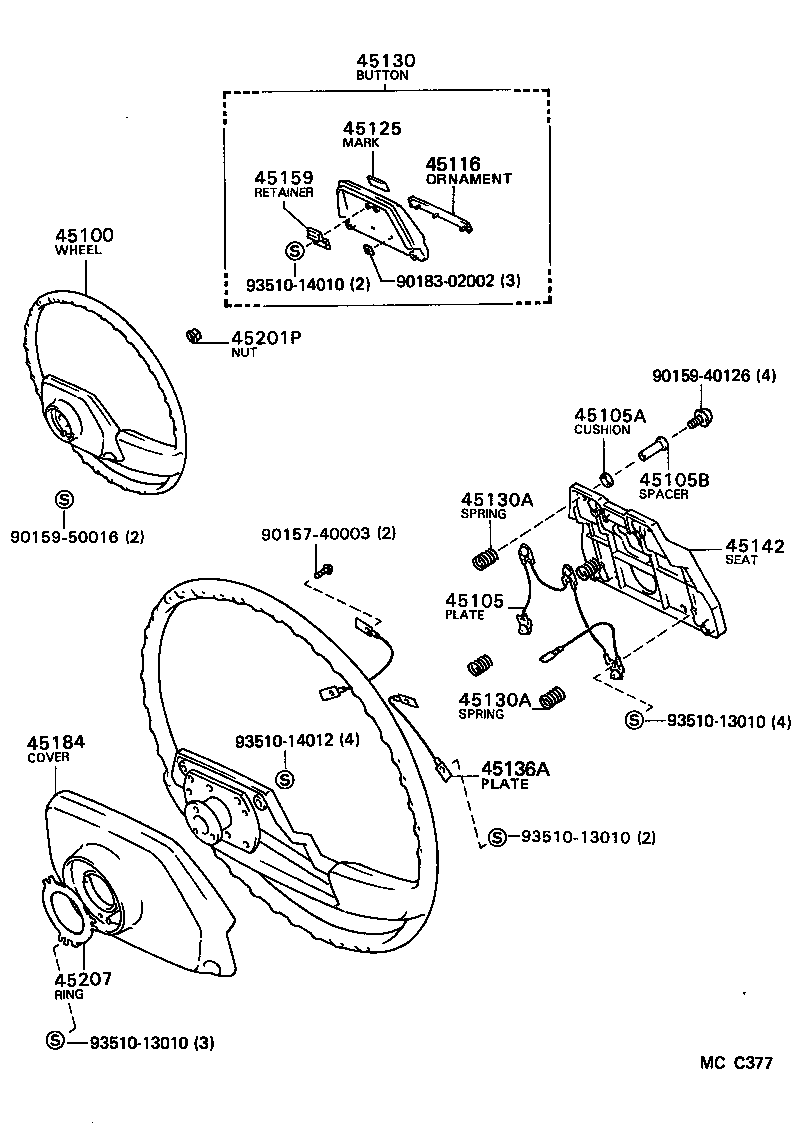 45116-22040 ORNAMENT, STEERING WHEEL, NO.1 product image