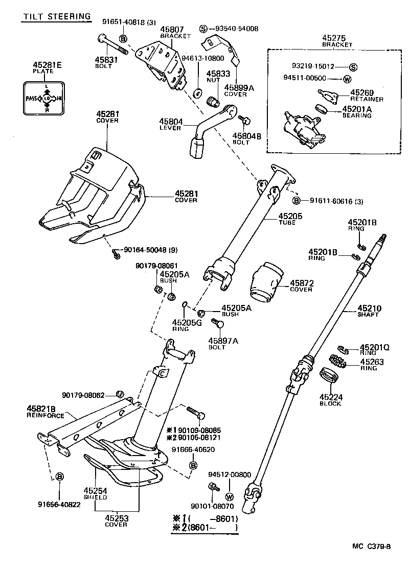 45307-26090 BRACKET, STEERING COLUMN, UPPER product image