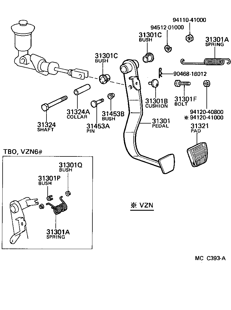 Toyota 31301-35140 PEDAL SUB-ASSY, CLUTCH