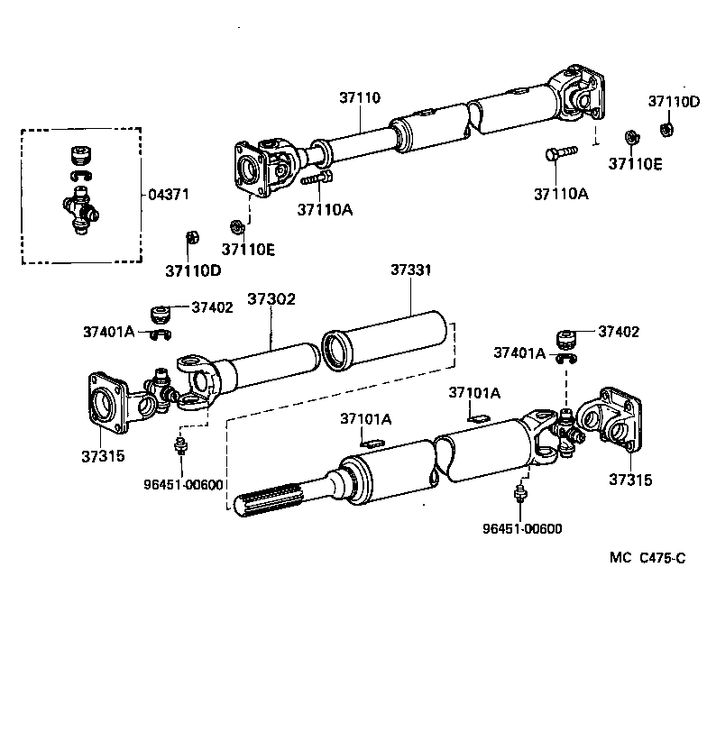 37110-25410 SHAFT ASSY, PROPELLER product image