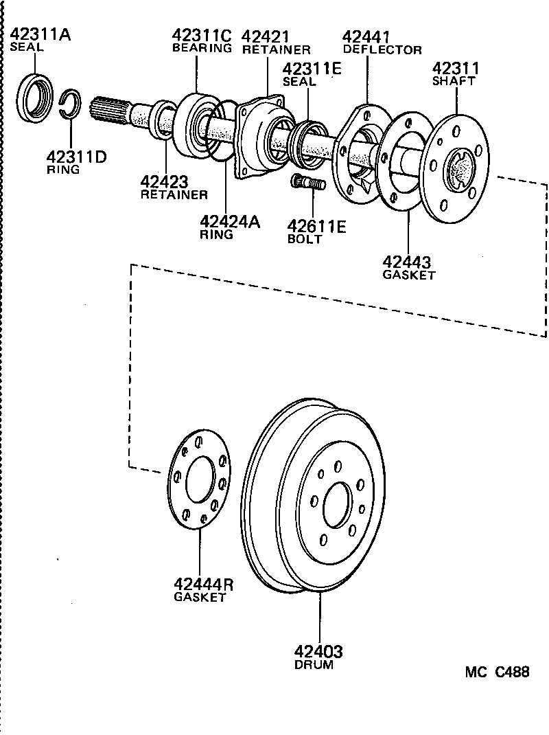 42311-25080 SHAFT, REAR AXLE product image