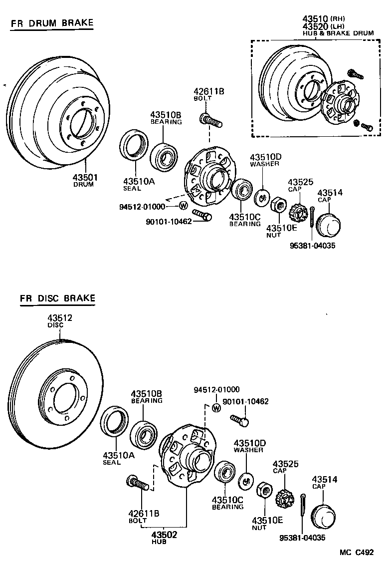43502-25010 HUB SUB-ASSY, FRONT AXLE product image