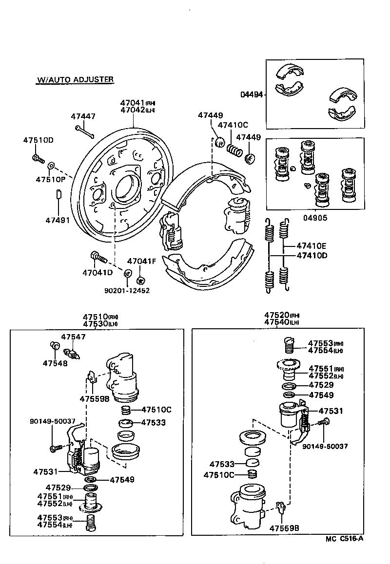 47510-25040 CYLINDER ASSY, FRONT WHEEL BRAKE, RH(FOR FRONT OR UPPER) product image