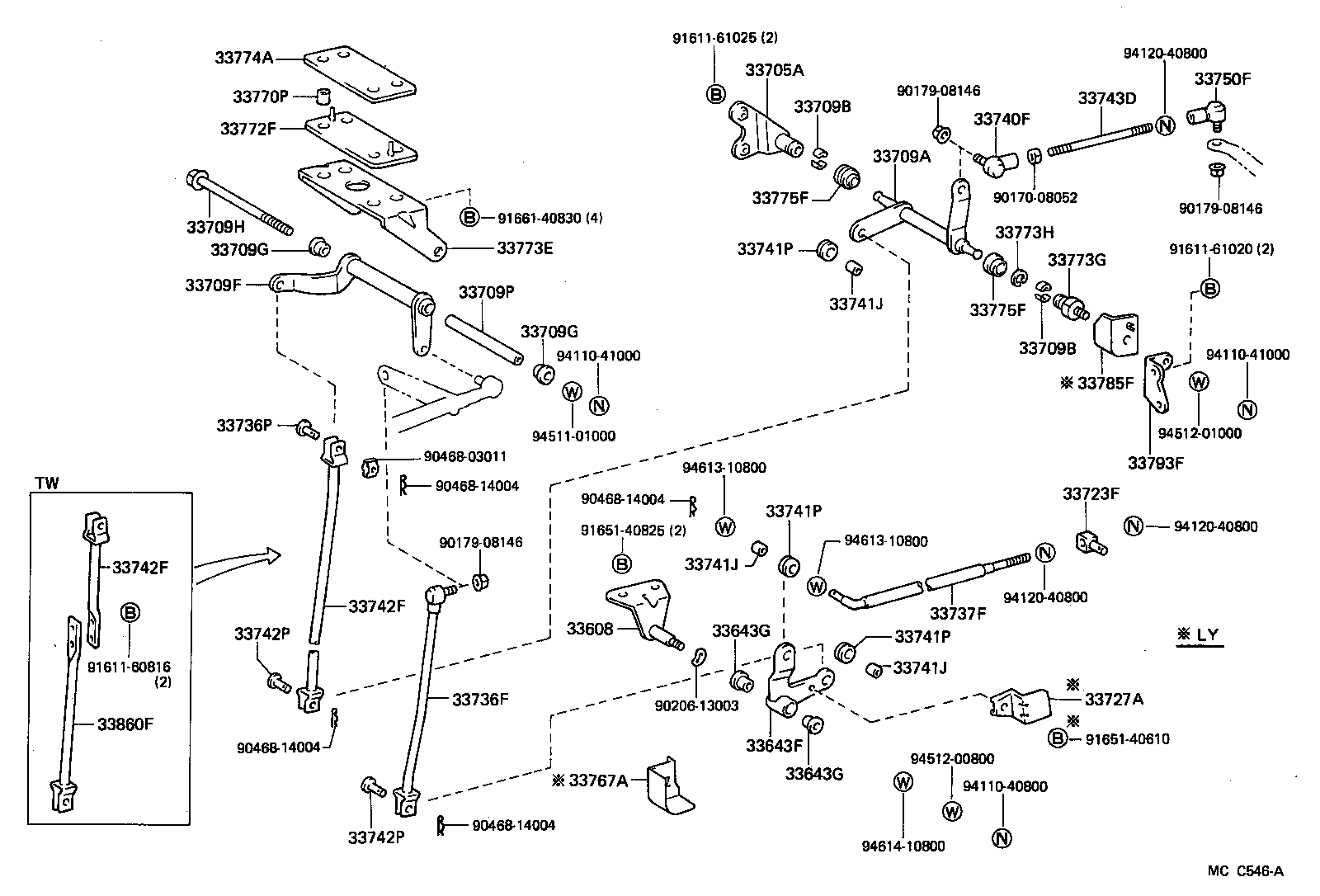 33607-25050 SUPPORT SUB-ASSY, SELECTING BELLCRANK product image