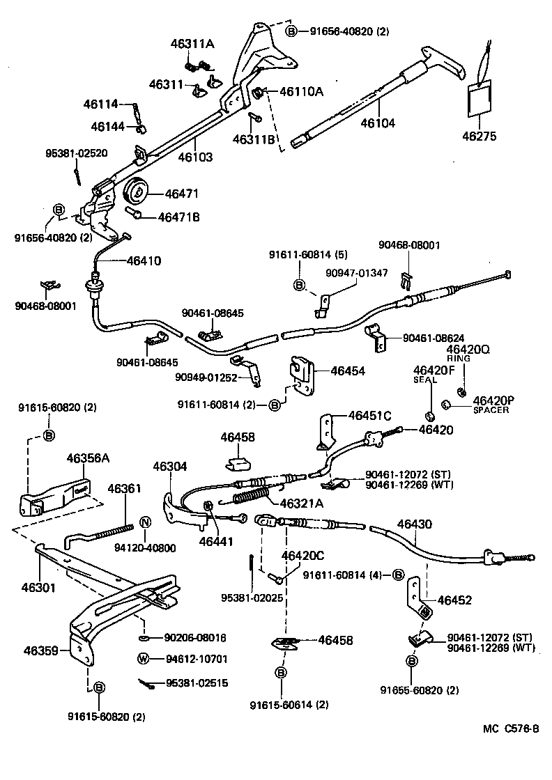 46451-26060 BRACKET, PARKING BRAKE CABLE SUPPORT, NO.1 product image