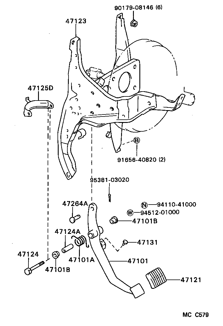 55159-95401 STAY, BRAKE PEDAL BRACKET product image