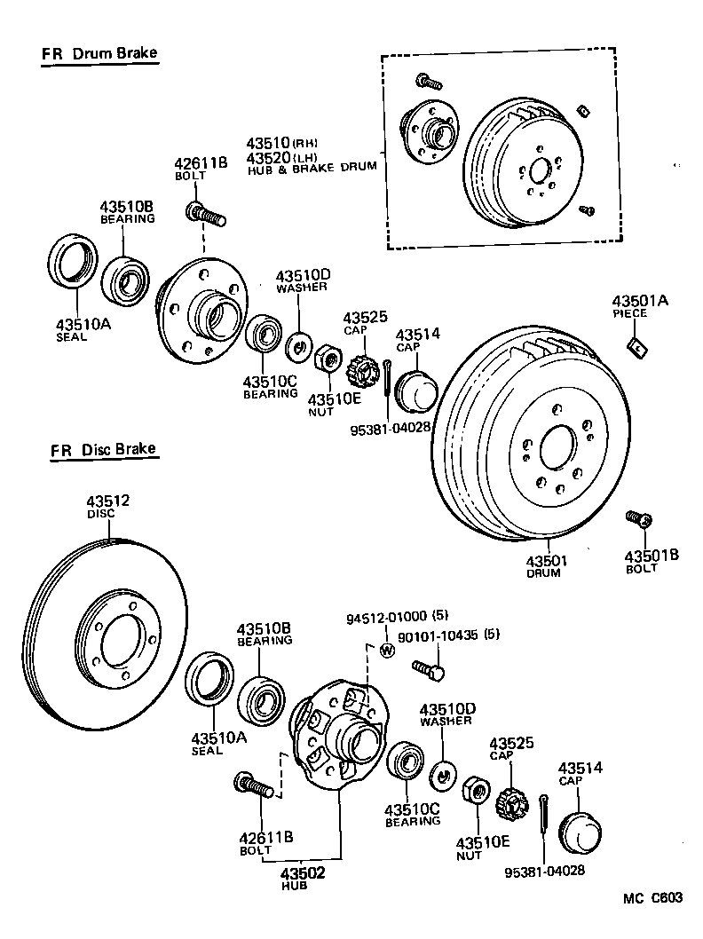 43510-26060 HUB AND BRAKE DRUM ASSY, FRONT AXLE, RH product image