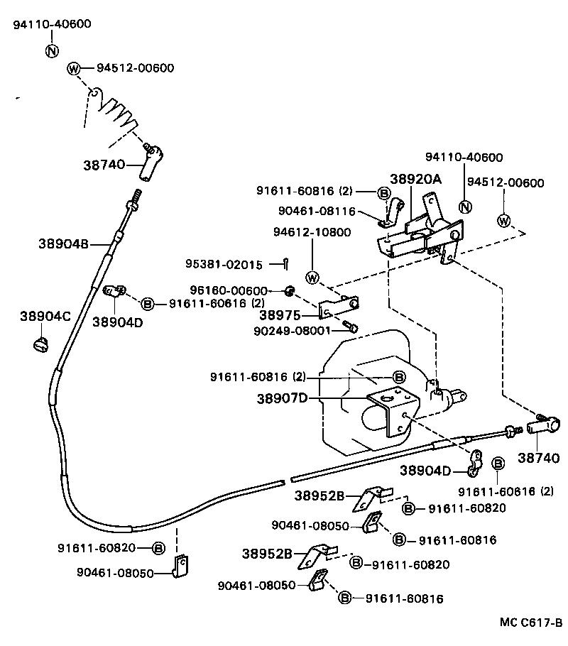 38930-93100 CABLE ASSY, PUSH PULL product image