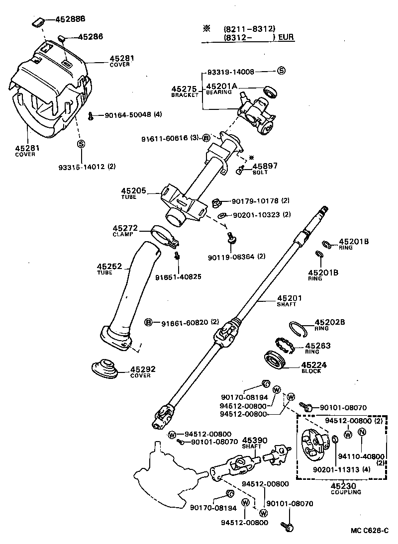 45081-28010 SUPPORT SUB-ASSY, TILT STEERING product image