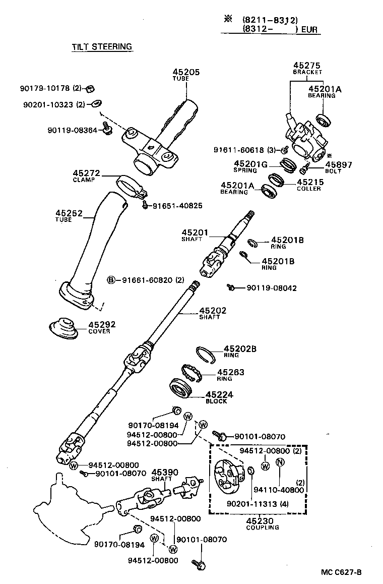 45081-28010 SUPPORT SUB-ASSY, TILT STEERING product image