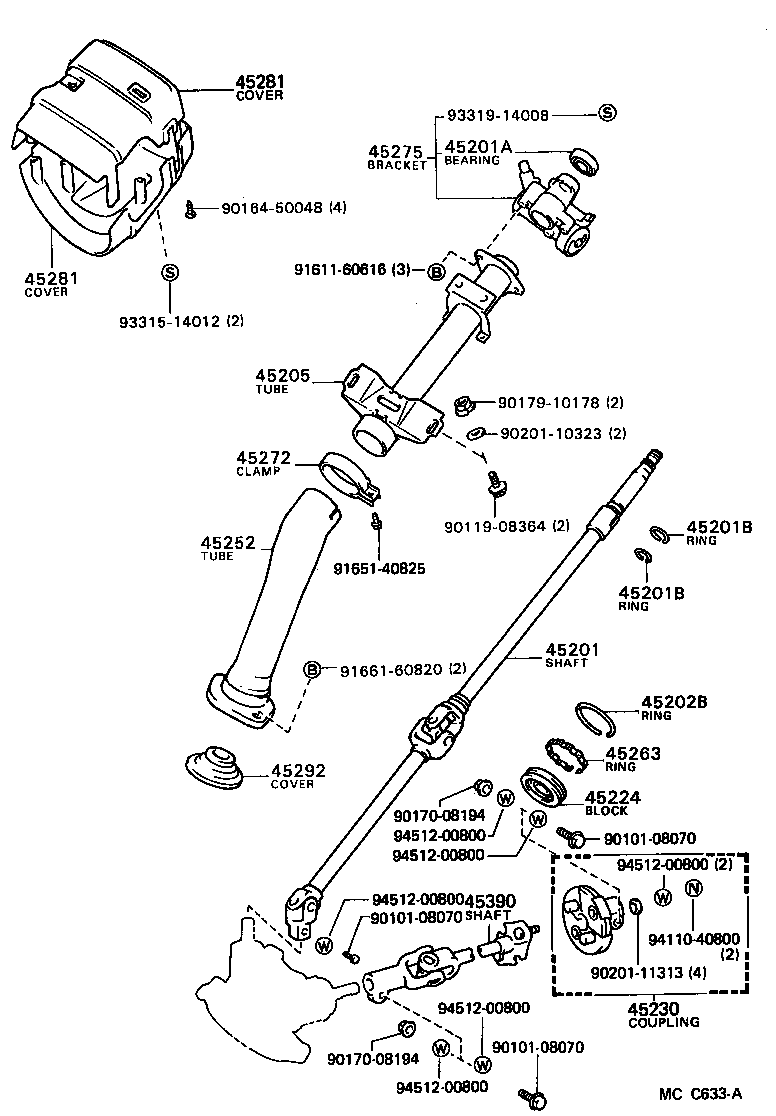 Toyota 45210-28021 SHAFT SUB-ASSY, STEERING MAIN