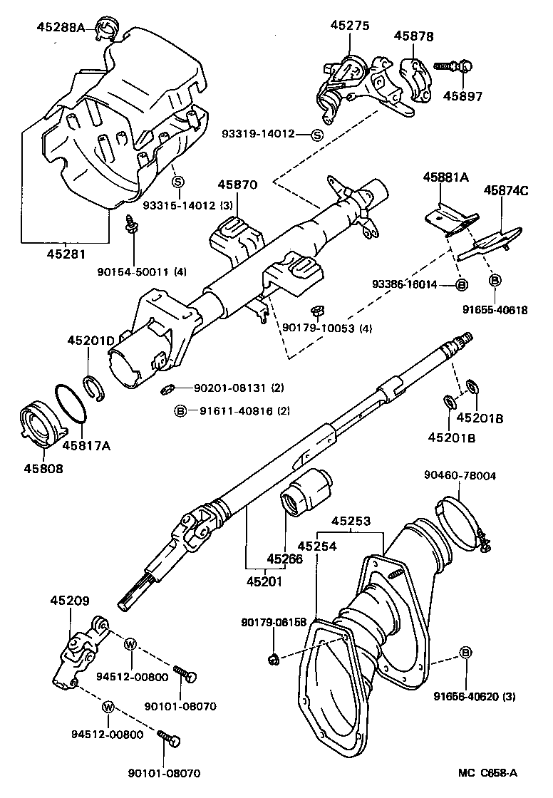 Toyota 45210-20200 SHAFT SUB-ASSY, STEERING MAIN