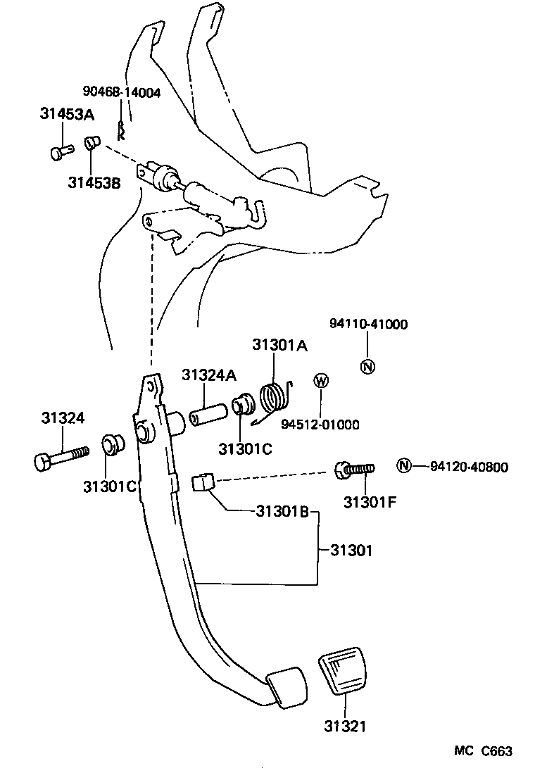 31301-27130 PEDAL SUB-ASSY, CLUTCH product image