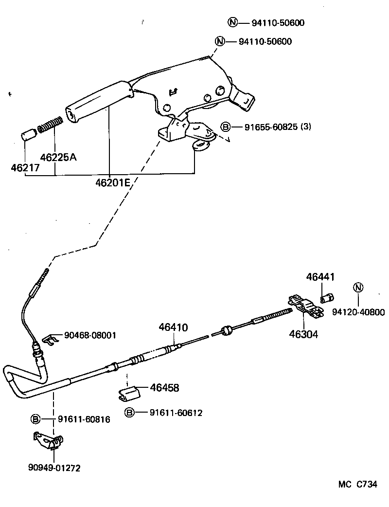 46430-27170 CABLE ASSY, PARKING BRAKE, NO.3 product image