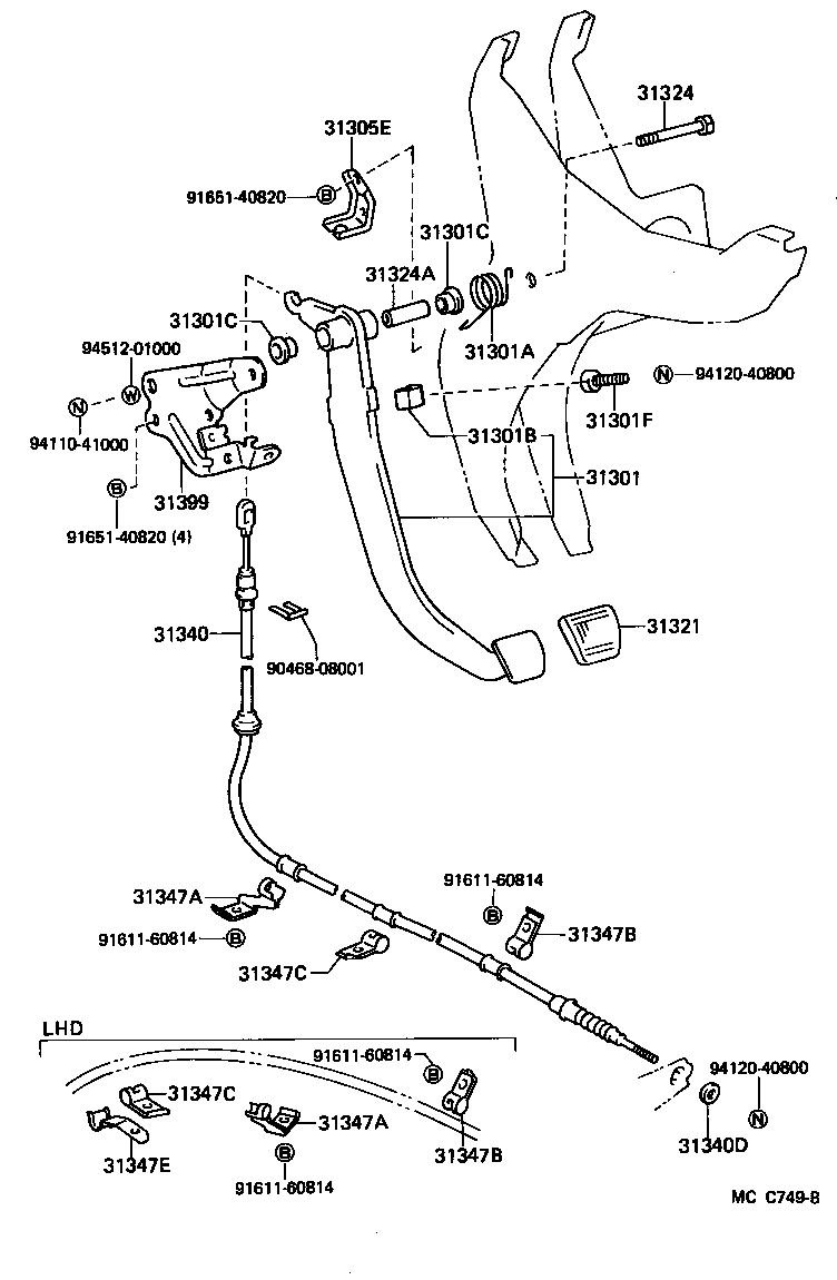 31301-27130 PEDAL SUB-ASSY, CLUTCH product image