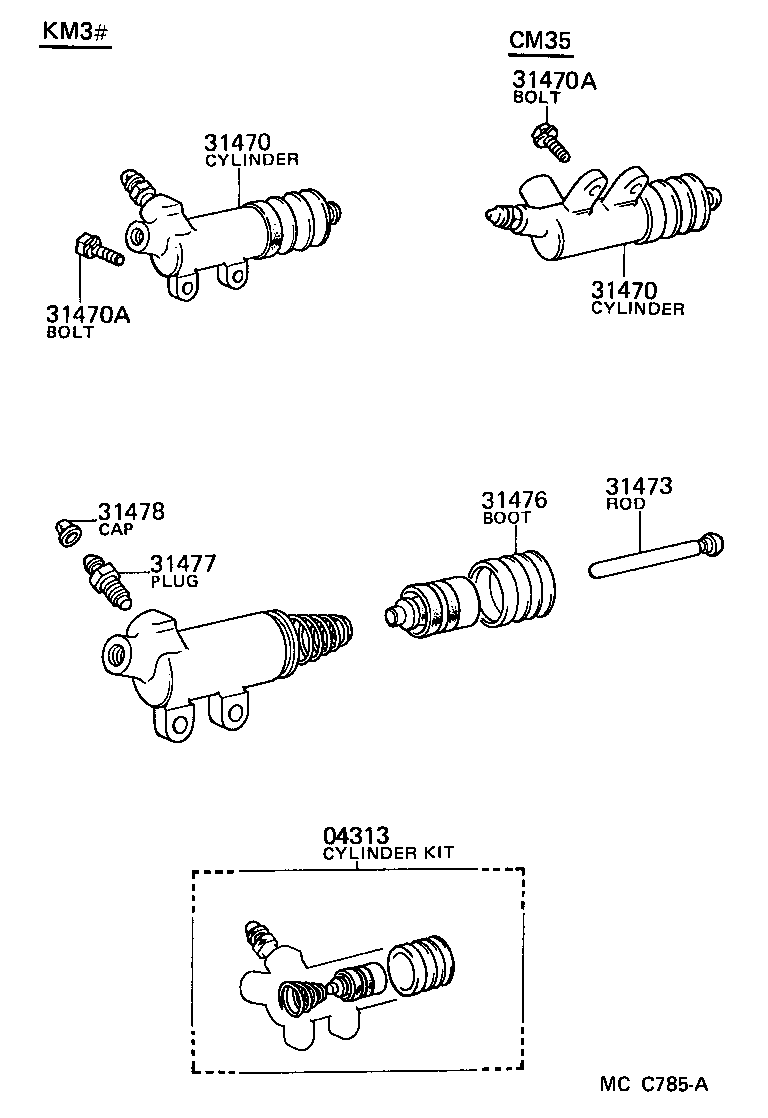 31470-28040 CYLINDER ASSY, CLUTCH RELEASE product image