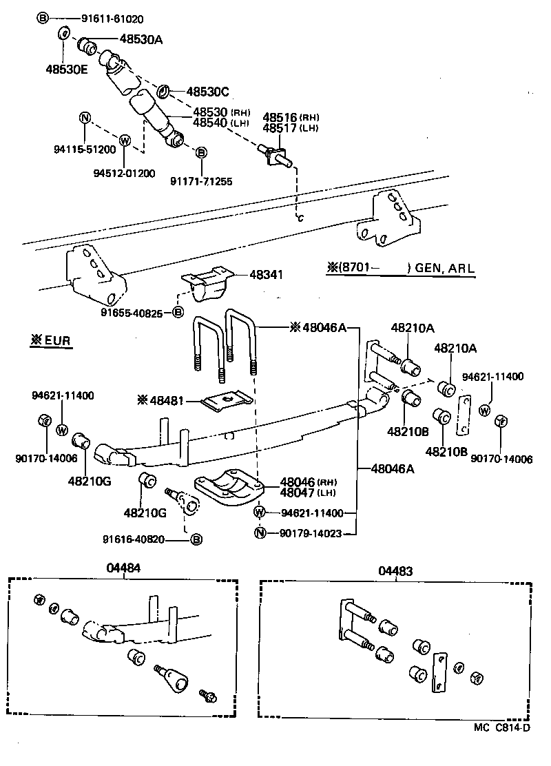 48505-26010 BRACKET, REAR SHOCK ABSORBER, UPPER RH product image