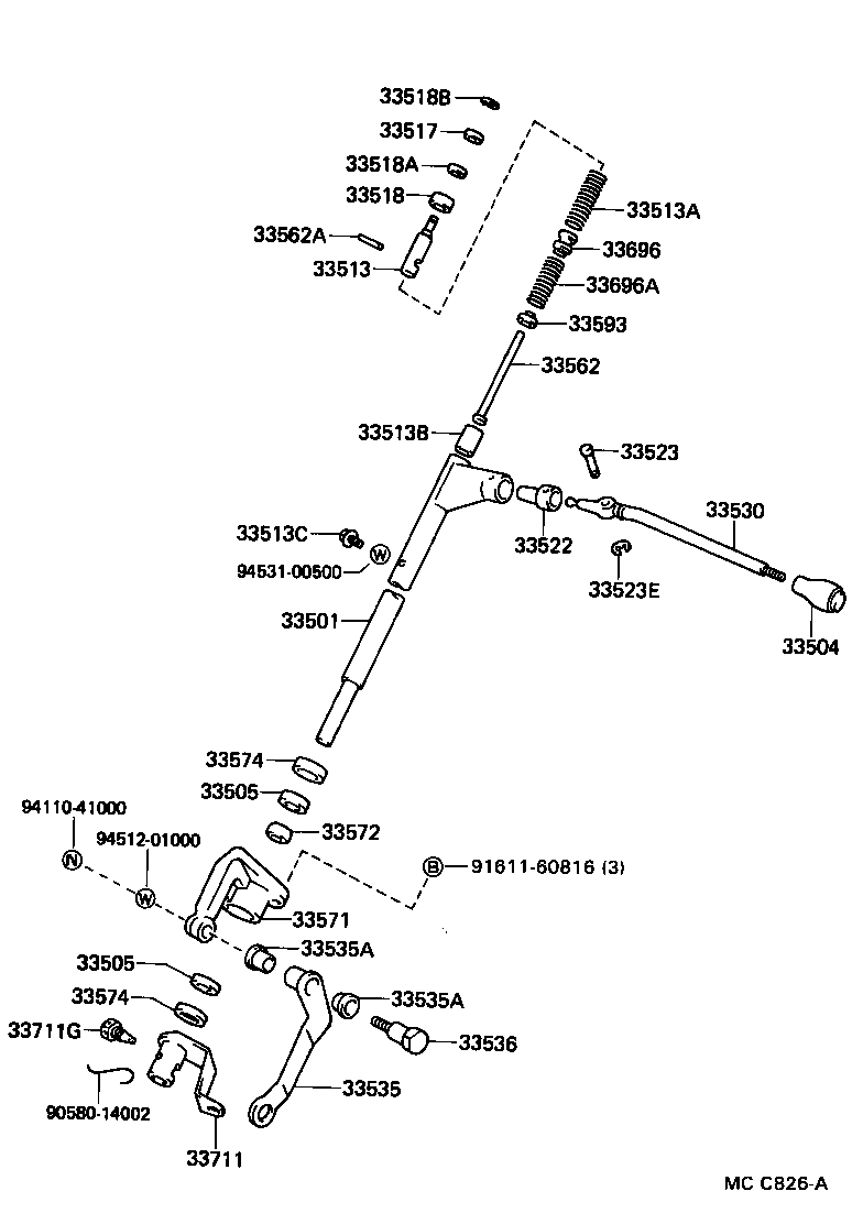 33501-26240 SHAFT SUB-ASSY, CONTROL (FOR COLUMN SHIFT) product image
