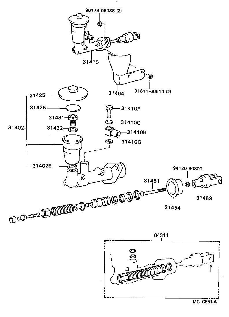 31410-22121 CYLINDER ASSY, CLUTCH MASTER product image