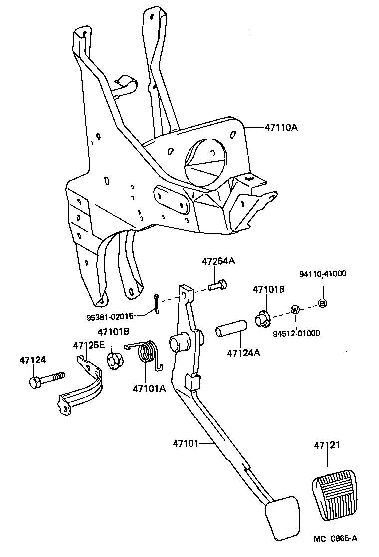 47101-27090 PEDAL SUB-ASSY, BRAKE product image