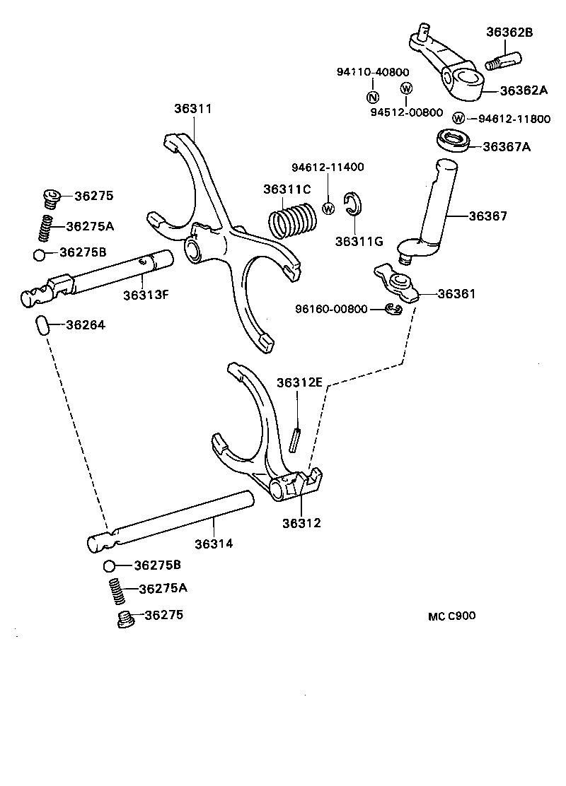 33506-27030 RETAINER SUB-ASSY, TRANSFER CONTROL SHIFT LEVER product image